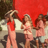 blouse w/ butterfly sleeves - red & ecru checkered