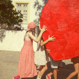 sleeveless blouse - ecru w/ red flowers allover