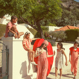 sleeveless blouse - ecru w/ red flowers allover