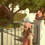 sleeveless blouse - ecru w/ red flowers allover