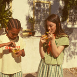 t'shirt - light olive w/ cherry print