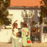 t'shirt - light olive w/ cherry print