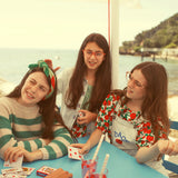 dungarees - washed light blue denim w/ "peace" print