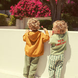 unisex trousers - light yellow checkered