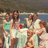 mom fit trousers - washed light blue denim