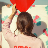 sweatshirt - lilac w/ red heart print