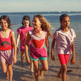 short skirt - lilac w/ cherries allover