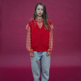 Ruffle blouse - coral bloom fiesta