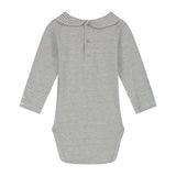 Baby Collar Onesie Grey Melange - Cream