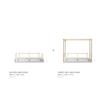 Camp day bed to canopy bed, oak