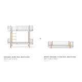 Wood original bunk bed to floor bed, white/oak