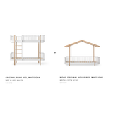 Wood original bunk bed to house bed, white/oak