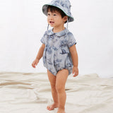 short sleeve romper - ciel/toile de jouy