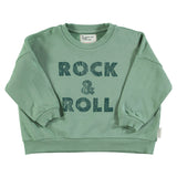 Sweatshirt - Green with rock and roll print