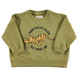 Sweatshirt - Olive green with tiger print