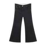 Denim Stretch Trousers With Embossed Logo - black