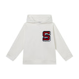 Cotton Fleece Hoodie With Photographic Skate Print & Terry S Badge - ivory