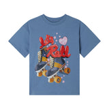 Cotton Jersey T-Shirt With Roller Print - light blue