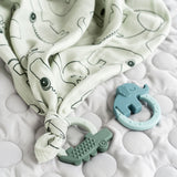 Burp cloth GOTS 3-pack deer friends Green