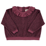 Terry cotton sweatshirt - Aubergine with animal print