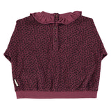 Terry cotton sweatshirt - Aubergine with animal print