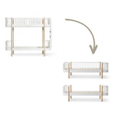Wood Conversion kit Original bunk bed ladder bed end to 1 bed and 1 day bed, white/oak