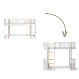 Wood Conversion kit Original low loft bed ladder bed end to loft bed ladder front, white/oak