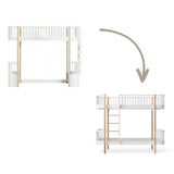 Wood Conversion kit Original low loft bed/Loft bed ladder bed end to bunk bed ladder front, white/oak