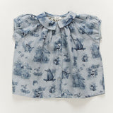 short sleeve blouse - ciel/toile de jouy