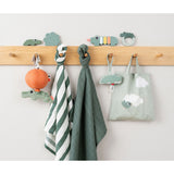 Burp cloth GOTS 3-pack deer friends Green