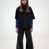 Wide leg denim pants - Slate grey
