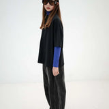 Wide leg denim pants - Slate grey