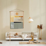 Wood original bed to floor bed, white/oak