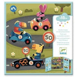 Achtergrond en herplaatsbare stickers. Auto's van Djeco | Kids Conceptstore Le Fanfare