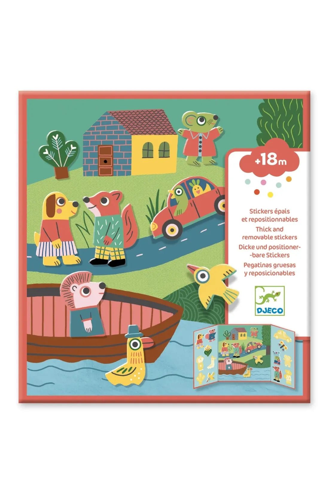 Achtergrond en herplaatsbare stickers. Dieren. van Djeco | Kids Conceptstore Le Fanfare