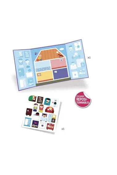 Achtergrond en herplaatsbare stickers. Huis. van Djeco | Kids Conceptstore Le Fanfare