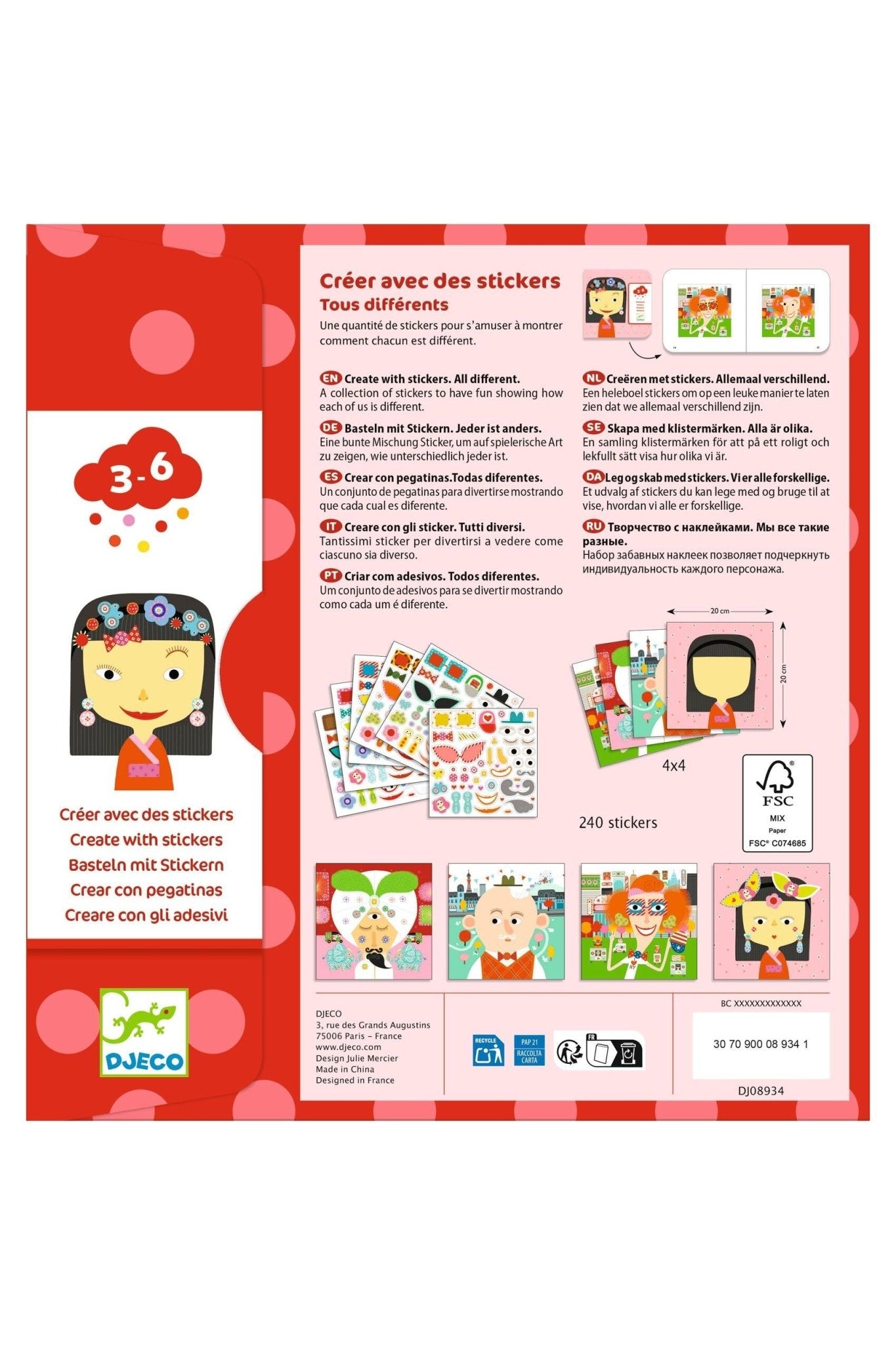 Allemaal verschillend - Creëren met stickers van Djeco | Kids Conceptstore Le Fanfare