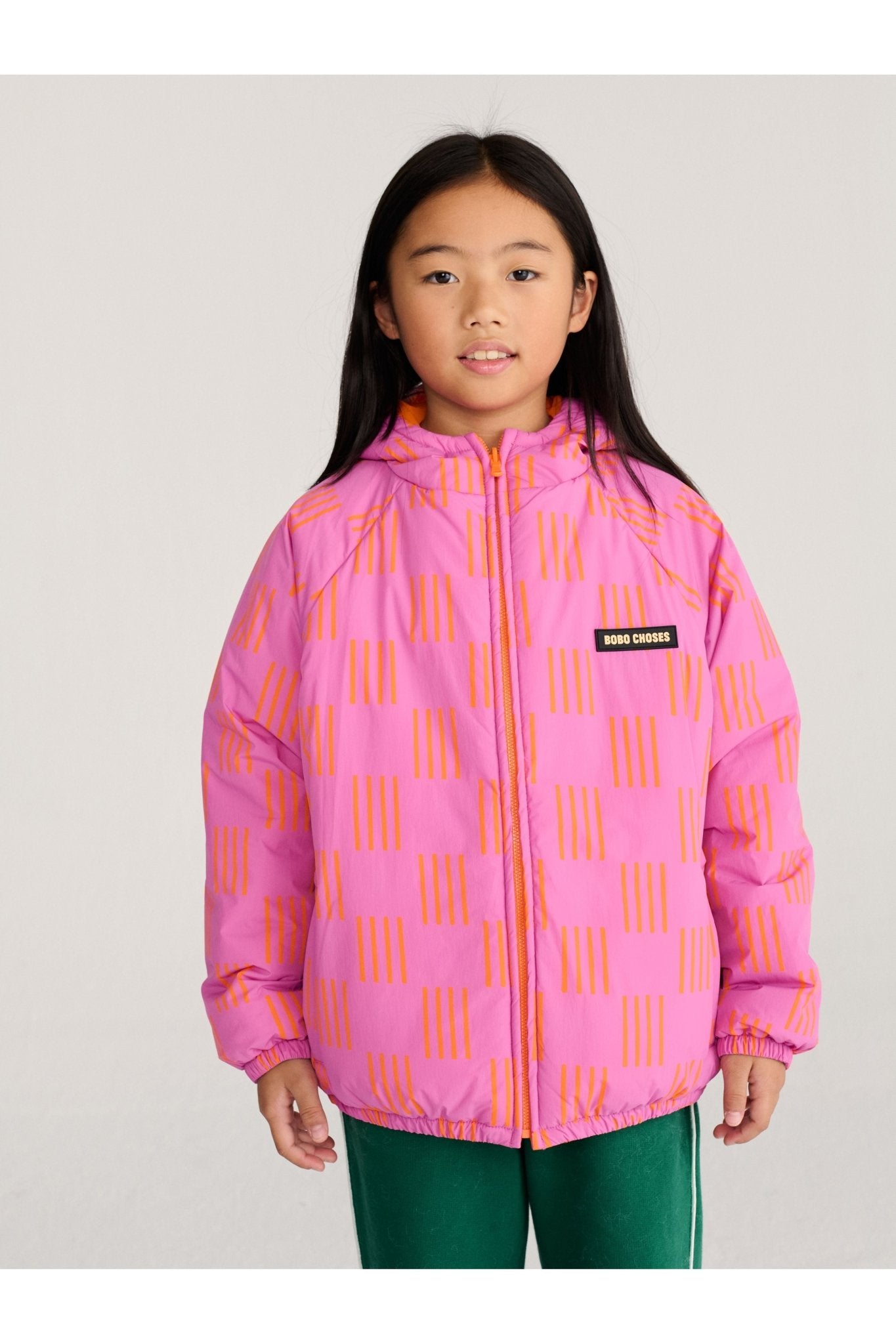 Almost Moiré all over reversible anorak - Fuchsia van Bobo Choses | Kids Conceptstore Le Fanfare