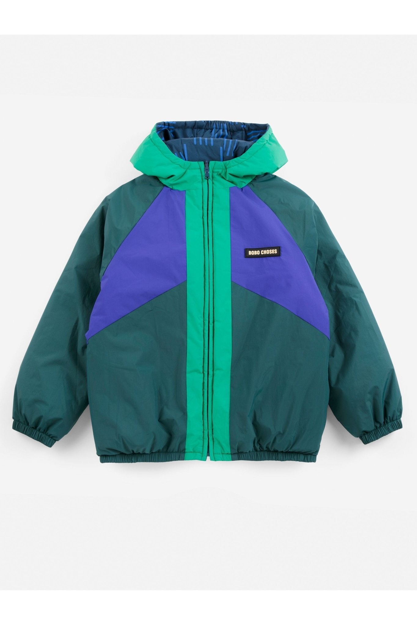 Almost Moiré all over reversible anorak - Navy Blue van Bobo Choses | Kids Conceptstore Le Fanfare