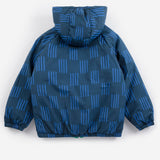 Almost Moiré all over reversible anorak - Navy Blue van Bobo Choses | Kids Conceptstore Le Fanfare