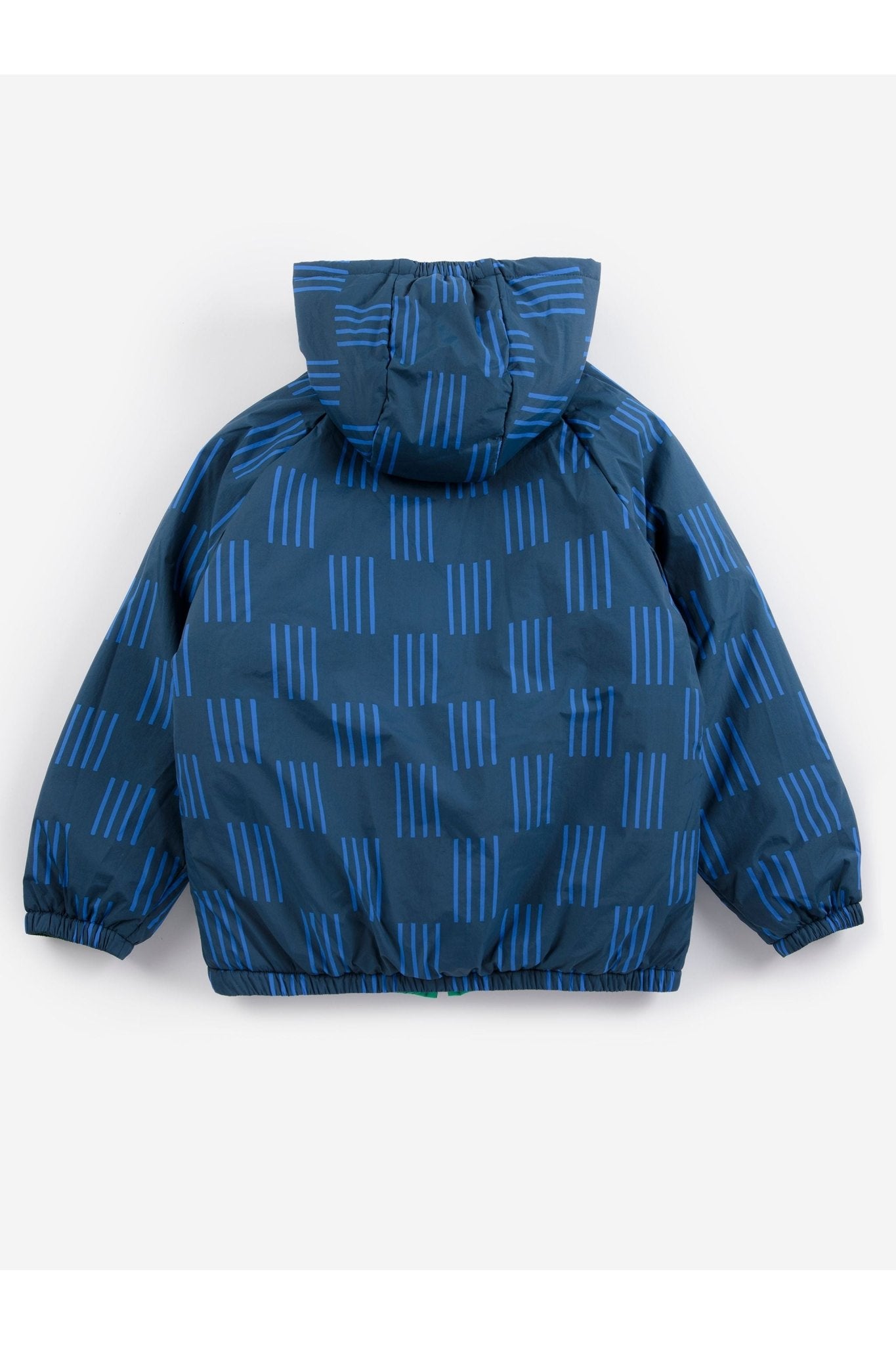 Almost Moiré all over reversible anorak - Navy Blue van Bobo Choses | Kids Conceptstore Le Fanfare