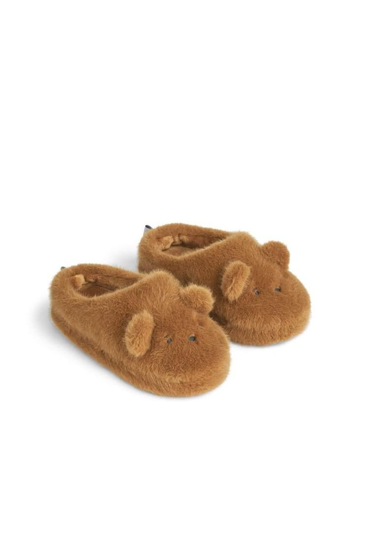 Aviaja Bear Slippers - Golden caramel van Liewood | Kids Conceptstore Le Fanfare