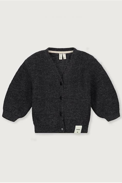 Baby Knitted Cardigan | Nearly Black Melange van Gray Label | Kids Conceptstore Le Fanfare