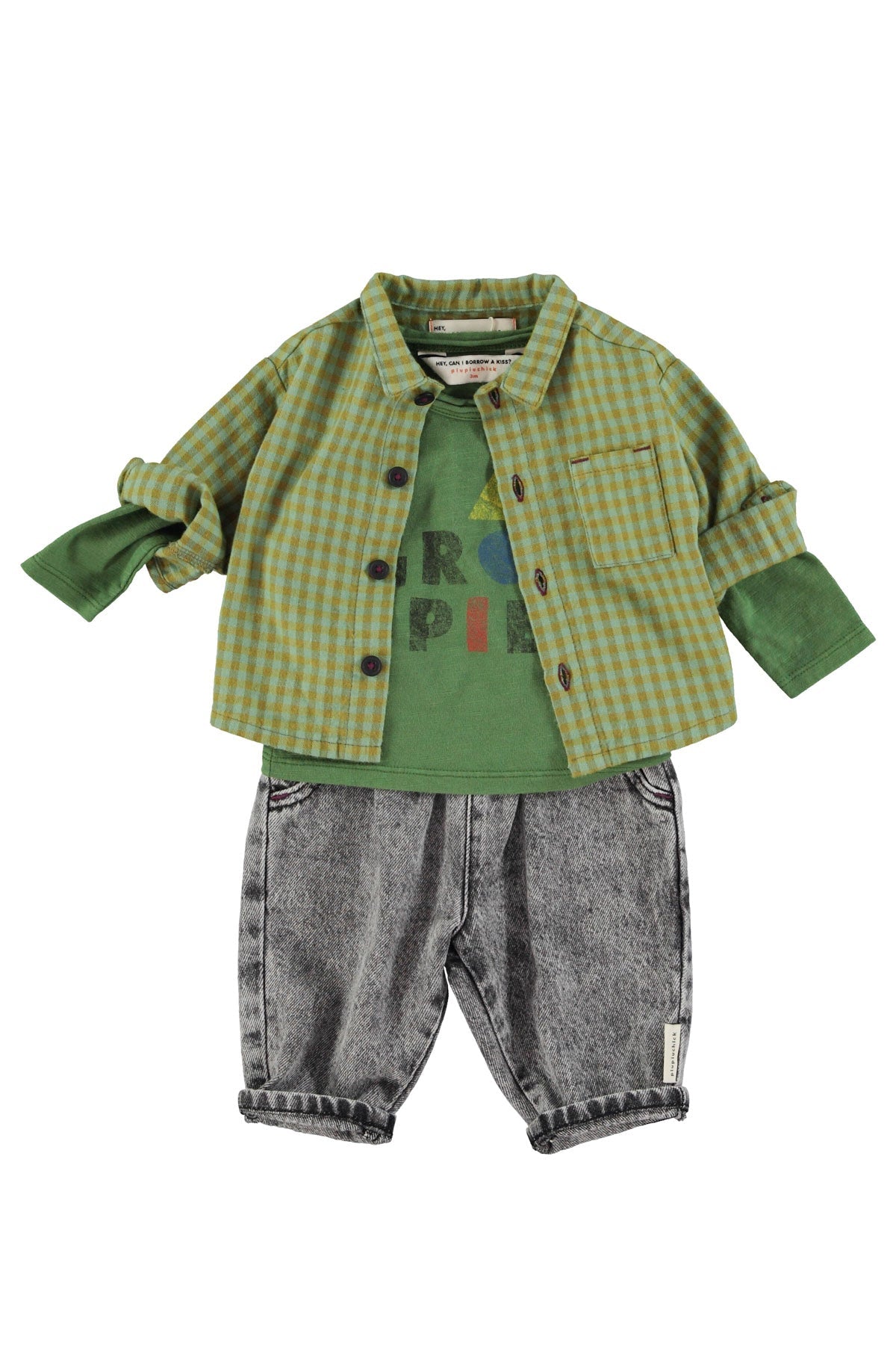 Baby trousers - Washed black denim van Piupiuchick | Kids Conceptstore Le Fanfare