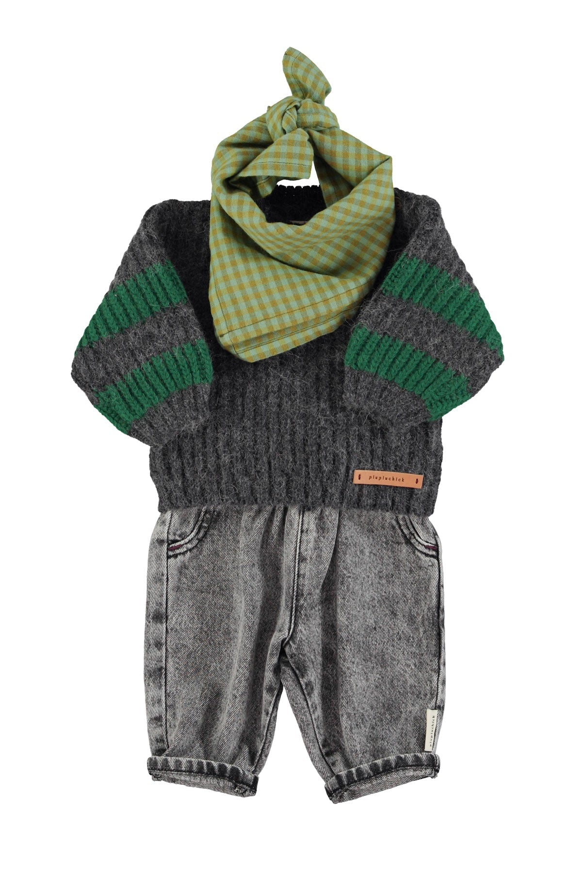 Baby trousers - Washed black denim van Piupiuchick | Kids Conceptstore Le Fanfare