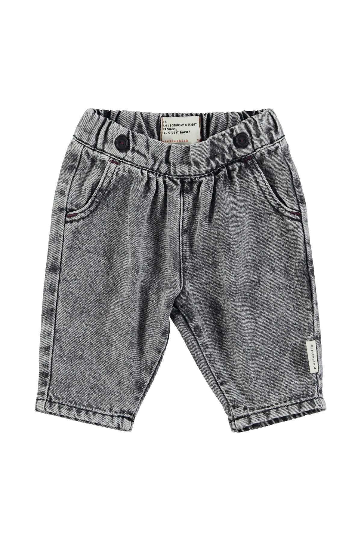 Baby trousers - Washed black denim van Piupiuchick | Kids Conceptstore Le Fanfare