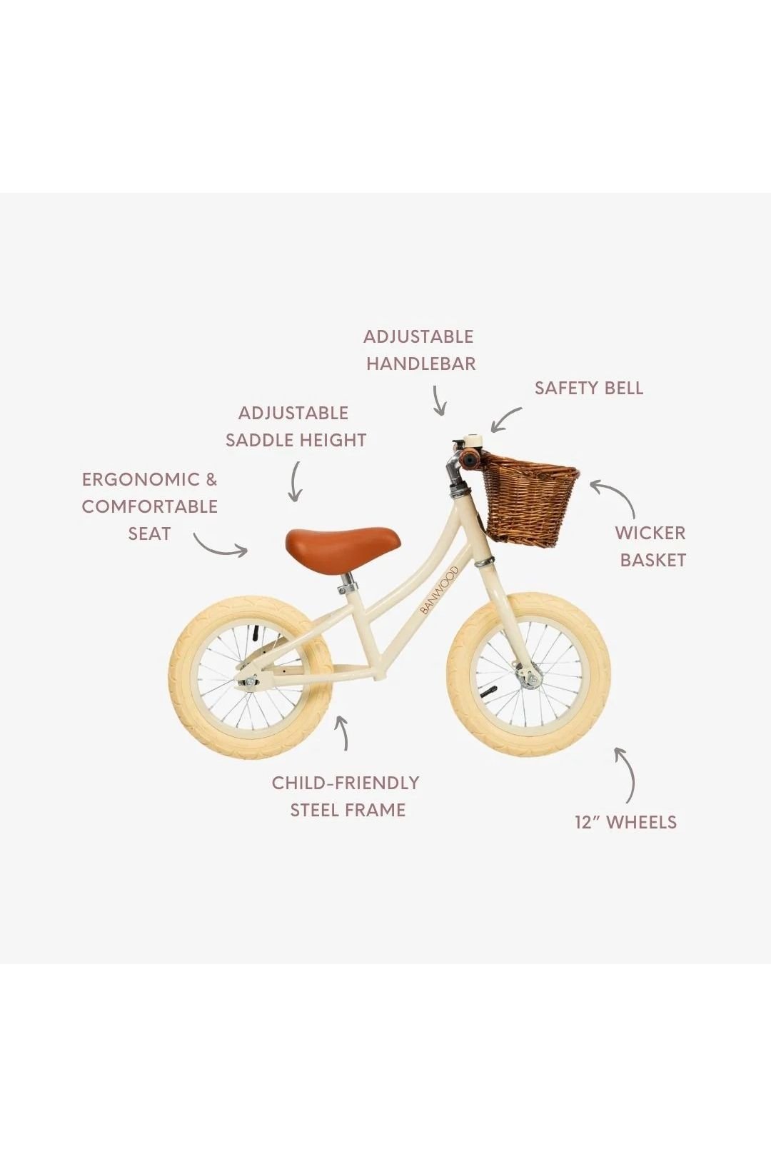 Banwood balance bike first go vintage - cream van Banwood | Kids Conceptstore Le Fanfare