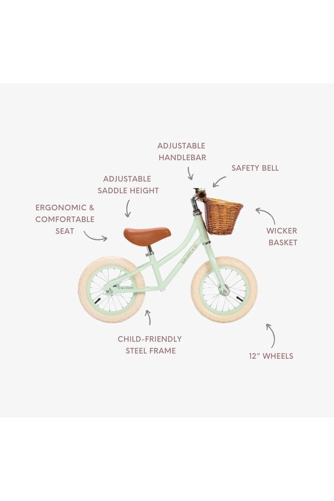 Banwood balance bike first go vintage - pale mint van Banwood | Kids Conceptstore Le Fanfare