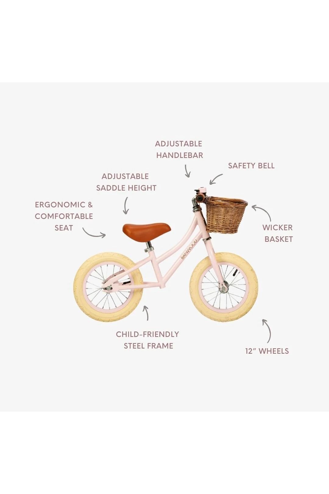 Banwood balance bike first go vintage - pink van Banwood | Kids Conceptstore Le Fanfare