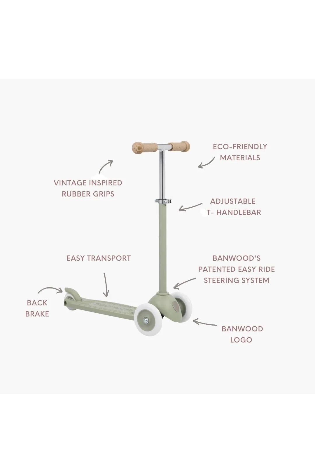 Banwood eco scooter - olive van Banwood | Kids Conceptstore Le Fanfare